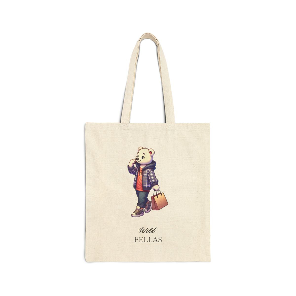 Cute Bear Design Cotton Canvas Tote Bag featuring a stylish and eco-friendly shopping design