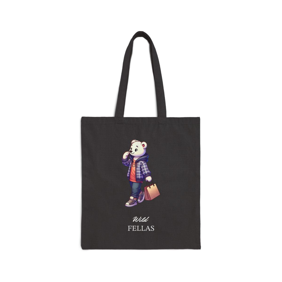 Cute Bear Design Cotton Canvas Tote Bag featuring a stylish and eco-friendly shopping design