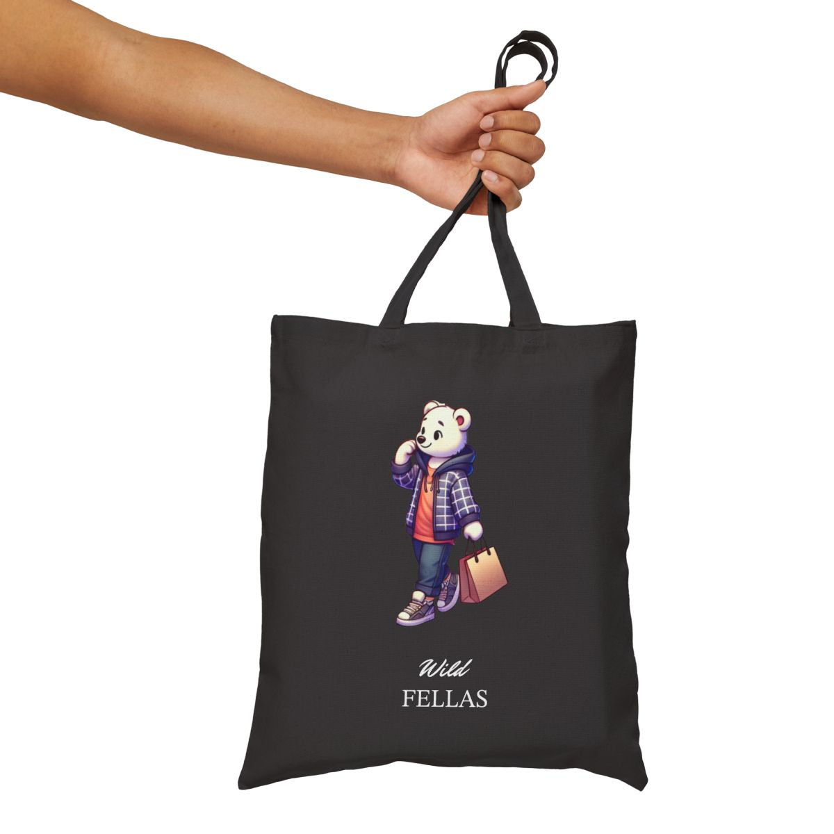 Cute Bear Design Cotton Canvas Tote Bag featuring a stylish and eco-friendly shopping design