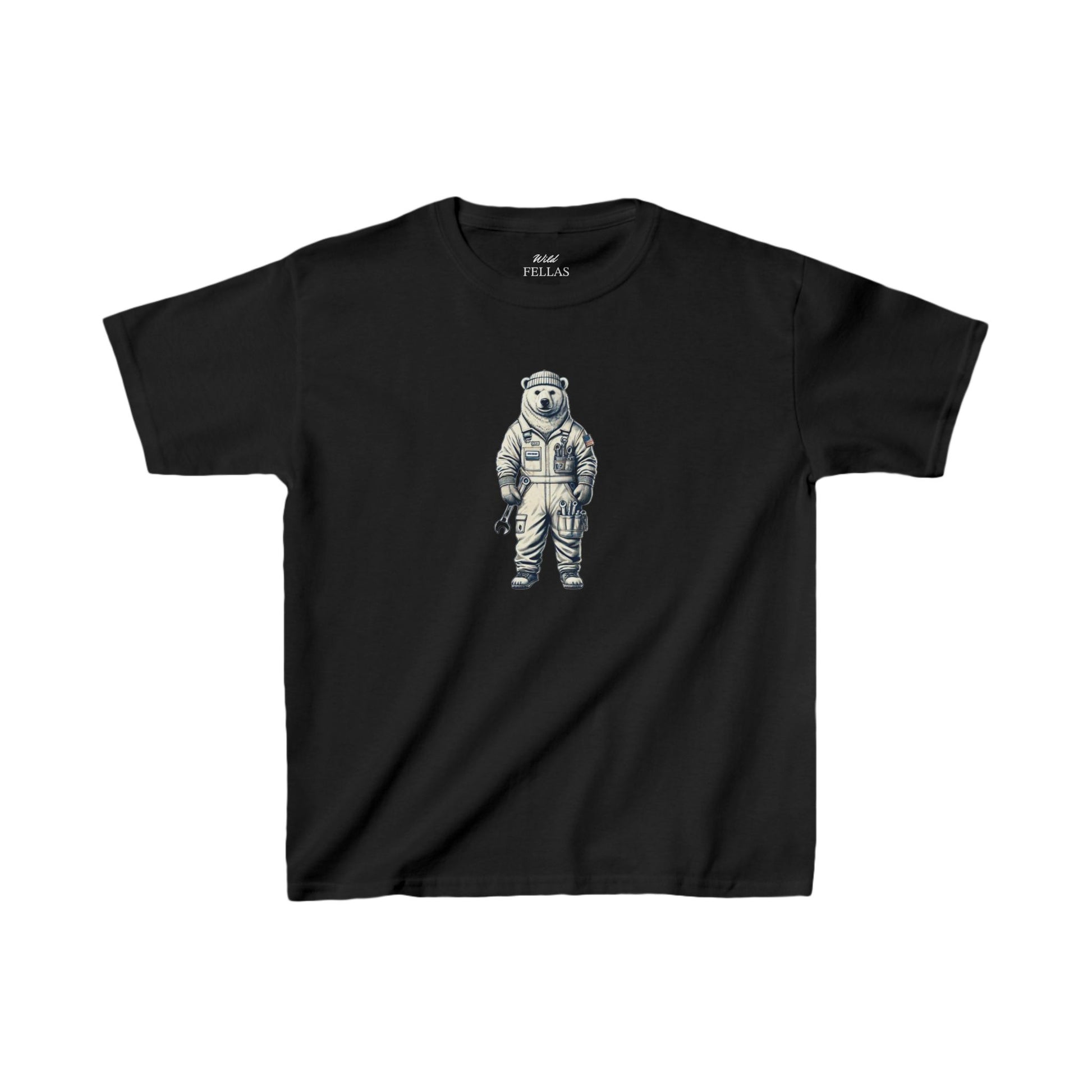 Frosty Fixer Kids T-shirt with ice bear mechanic design.