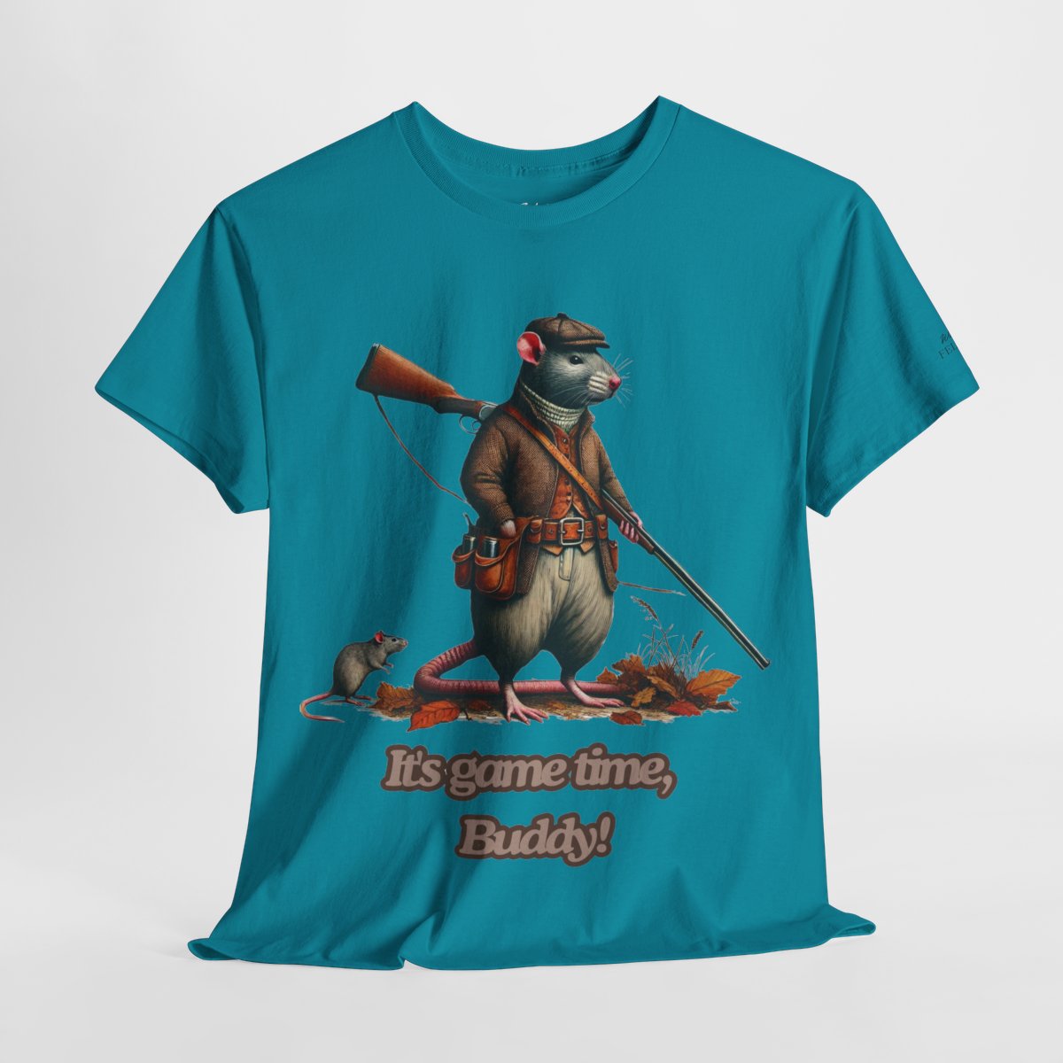 "It's Game Time, Buddy!" Women's Heavy Cotton T-Shirt featuring a bold rat hunter design