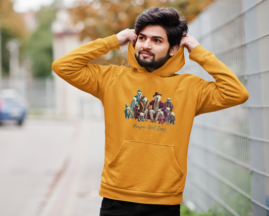 Pimpin' Ain't Easy Men's Heavy Blend Hoodie featuring a stylish ice bear family in glamorous outfits