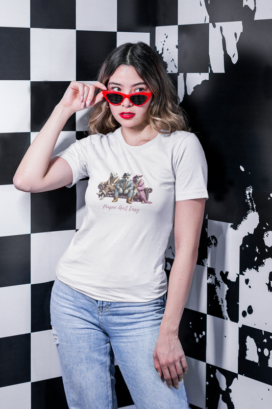 "Pimpin' Ain't Easy" women's heavy cotton T-shirt with stylish ice bear trio design.