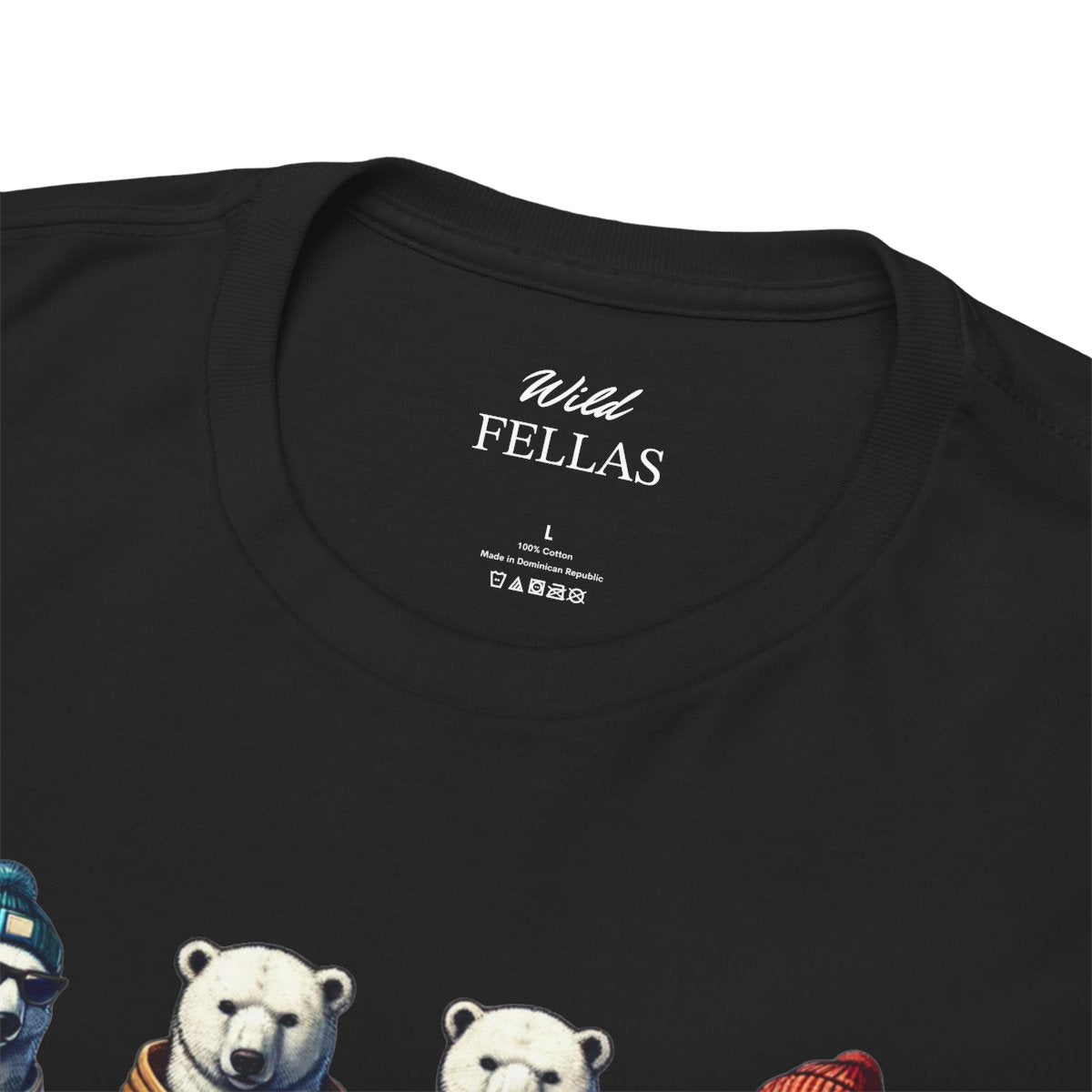 Men's heavy cotton t-shirt featuring polar bear quartet in streetwear design