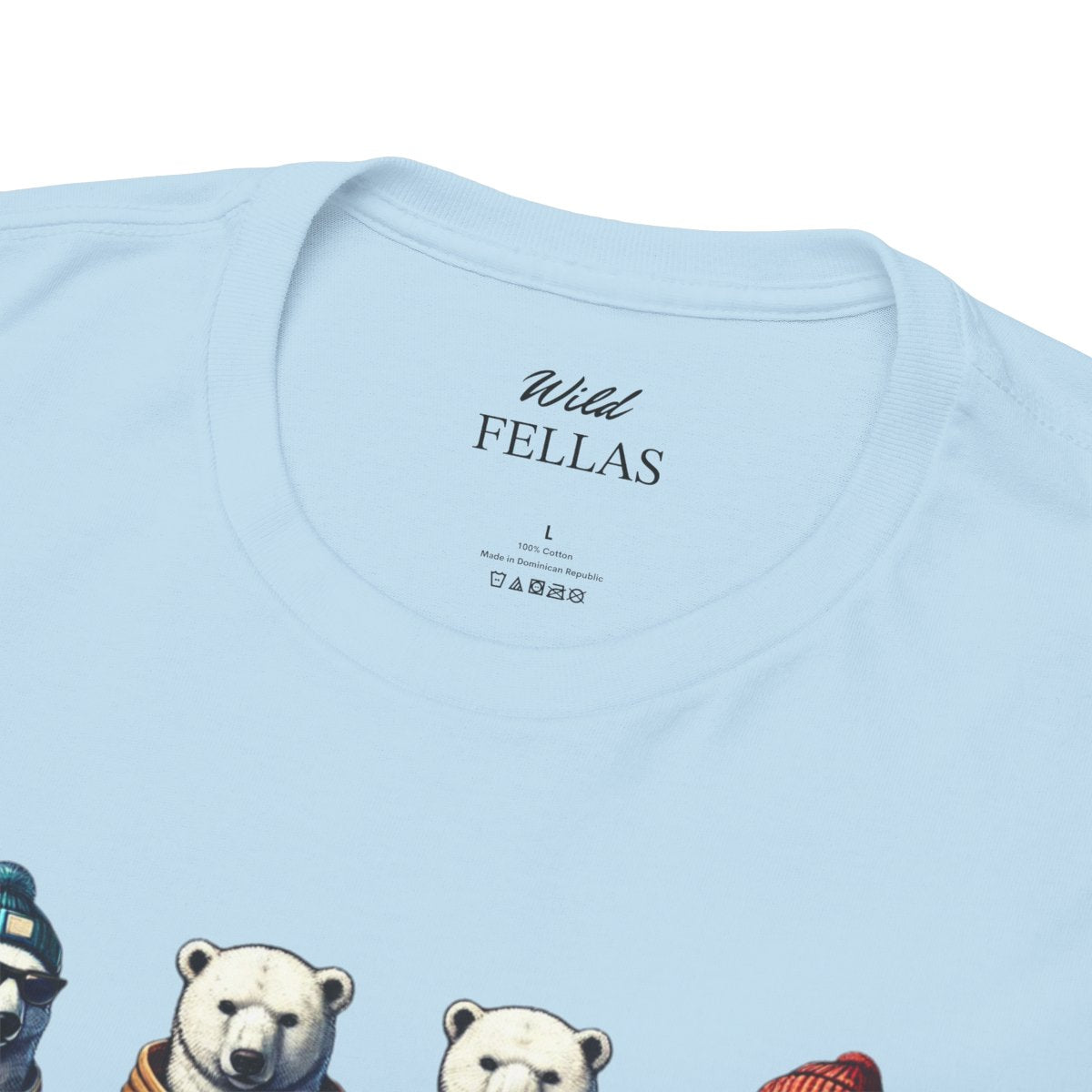 Men's heavy cotton t-shirt featuring polar bear quartet in streetwear design