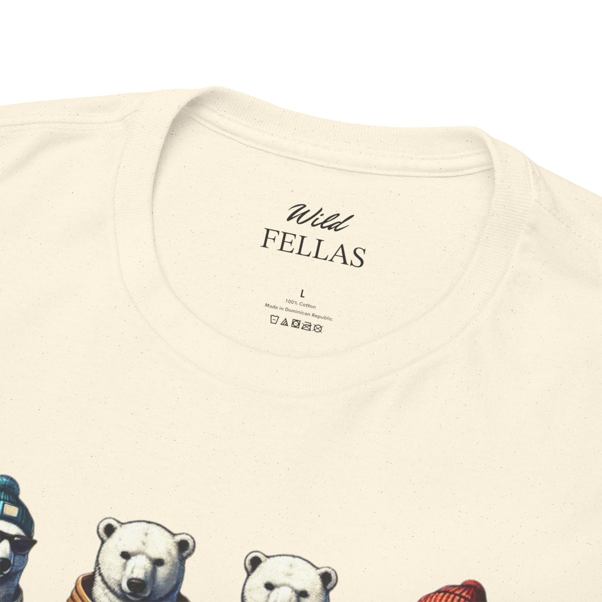 Men's heavy cotton t-shirt featuring polar bear quartet in streetwear design