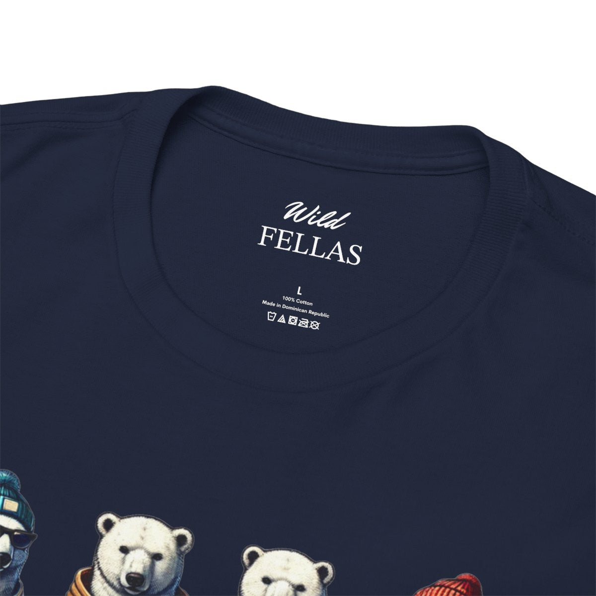 Men's heavy cotton t-shirt featuring polar bear quartet in streetwear design