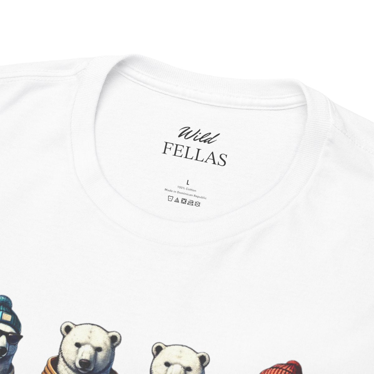 Men's heavy cotton t-shirt featuring polar bear quartet in streetwear design