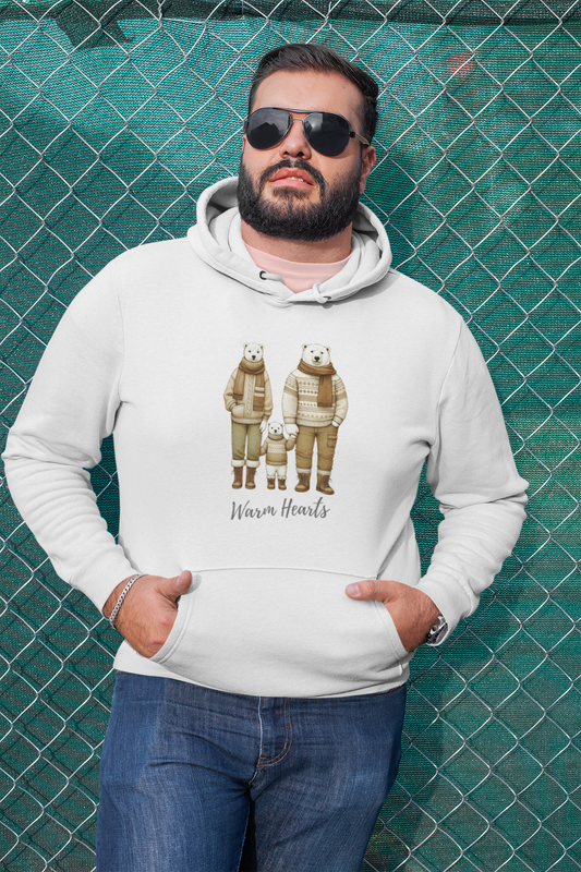 Warm Hearts unisex hoodie with Ice Bear family in cozy sweaters design.