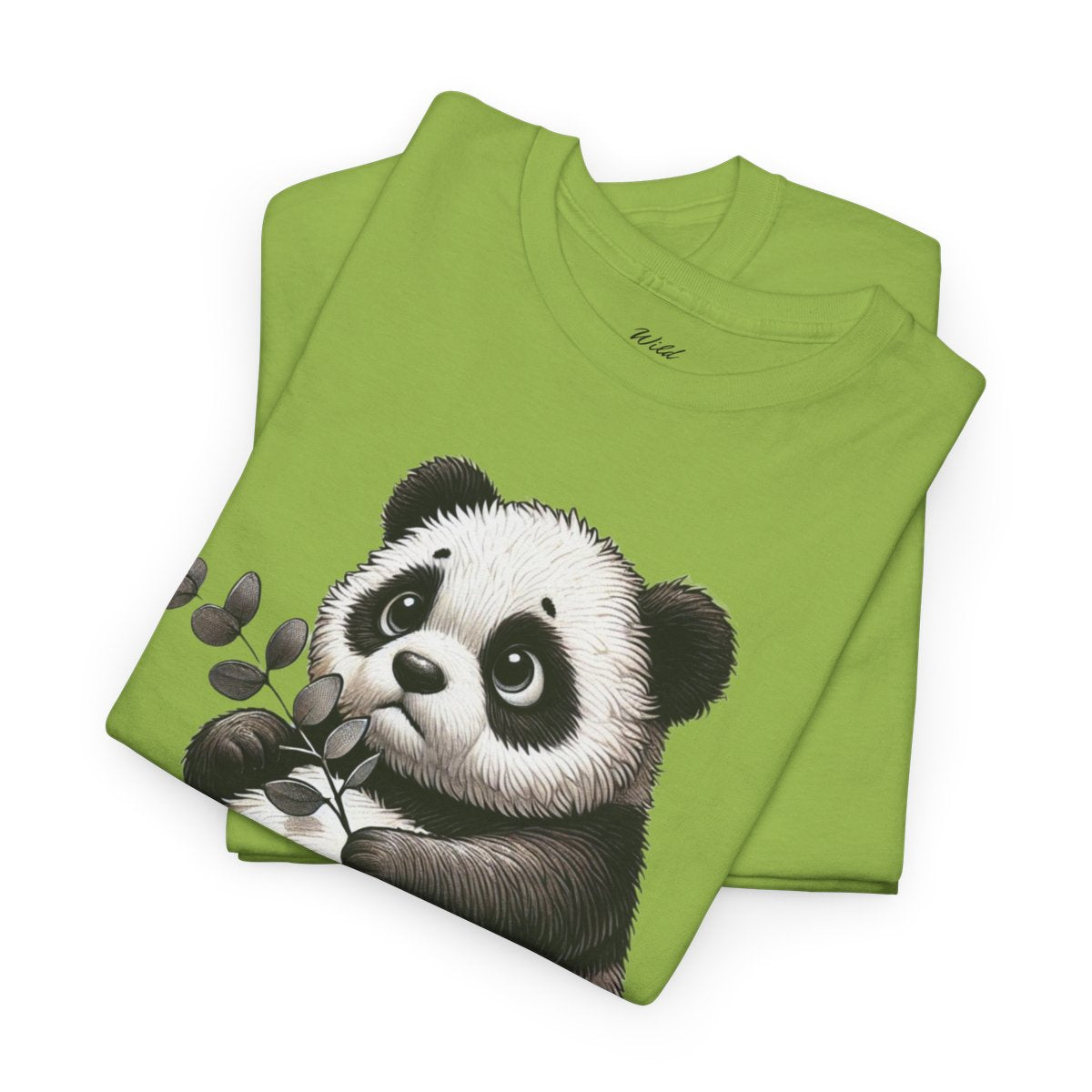 "What's Left for Us?" Women's Heavy Cotton T-Shirt featuring a thoughtful panda holding a branch design