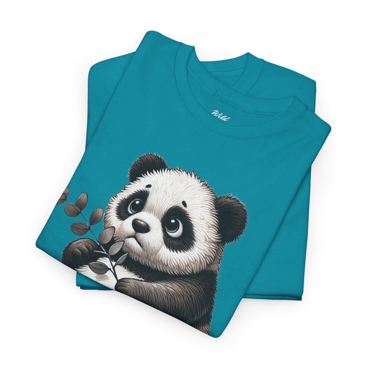 "What's Left for Us?" Women's Heavy Cotton T-Shirt featuring a thoughtful panda holding a branch design