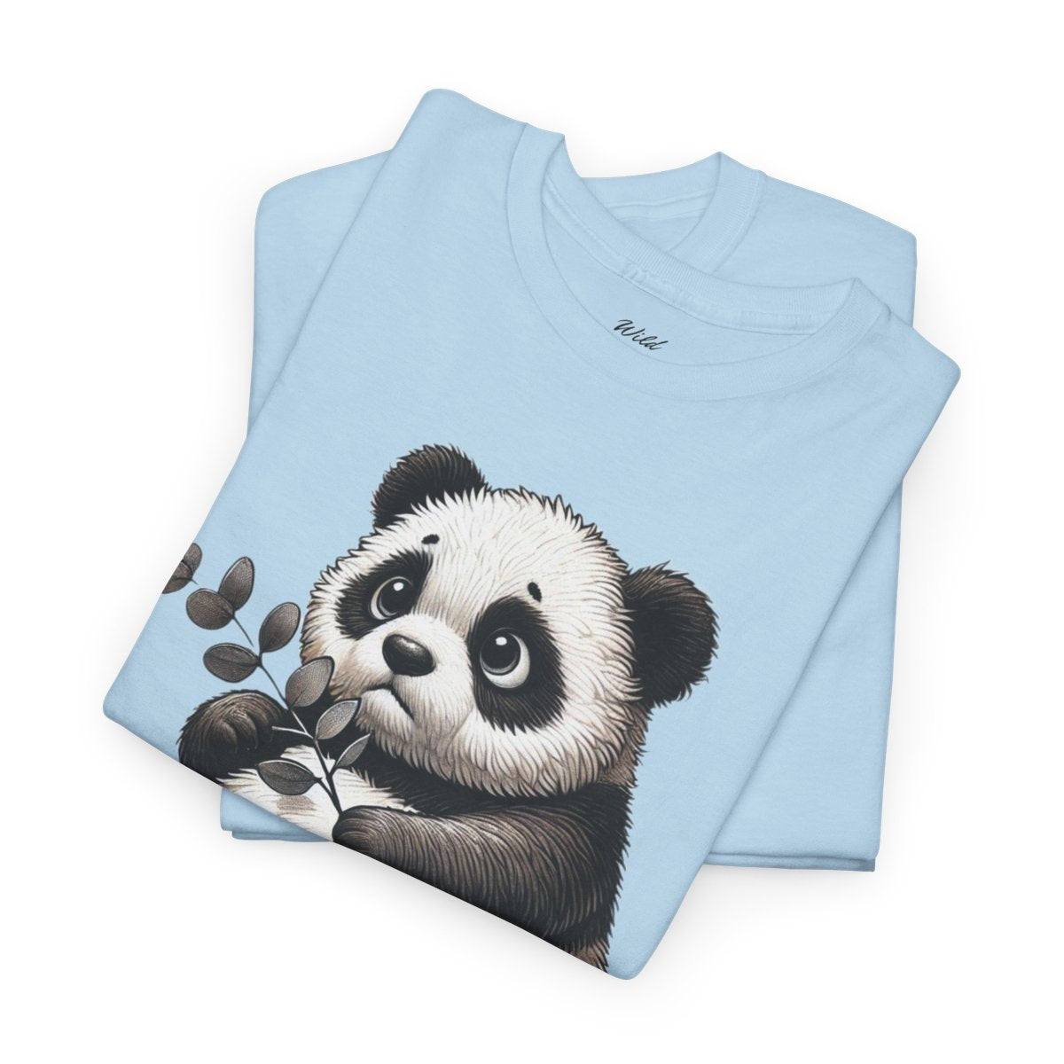 "What's Left for Us?" Women's Heavy Cotton T-Shirt featuring a thoughtful panda holding a branch design