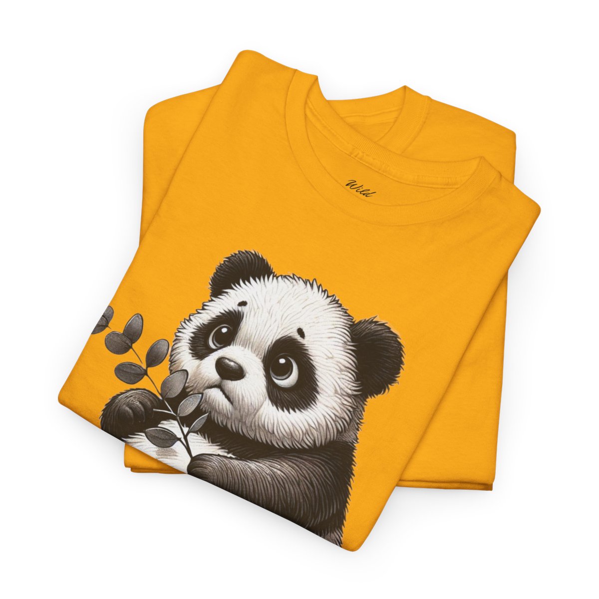 "What's Left for Us?" Women's Heavy Cotton T-Shirt featuring a thoughtful panda holding a branch design